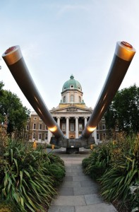 15-inch battleship gun barrels outside the Imperial War Museum, London, England, UK